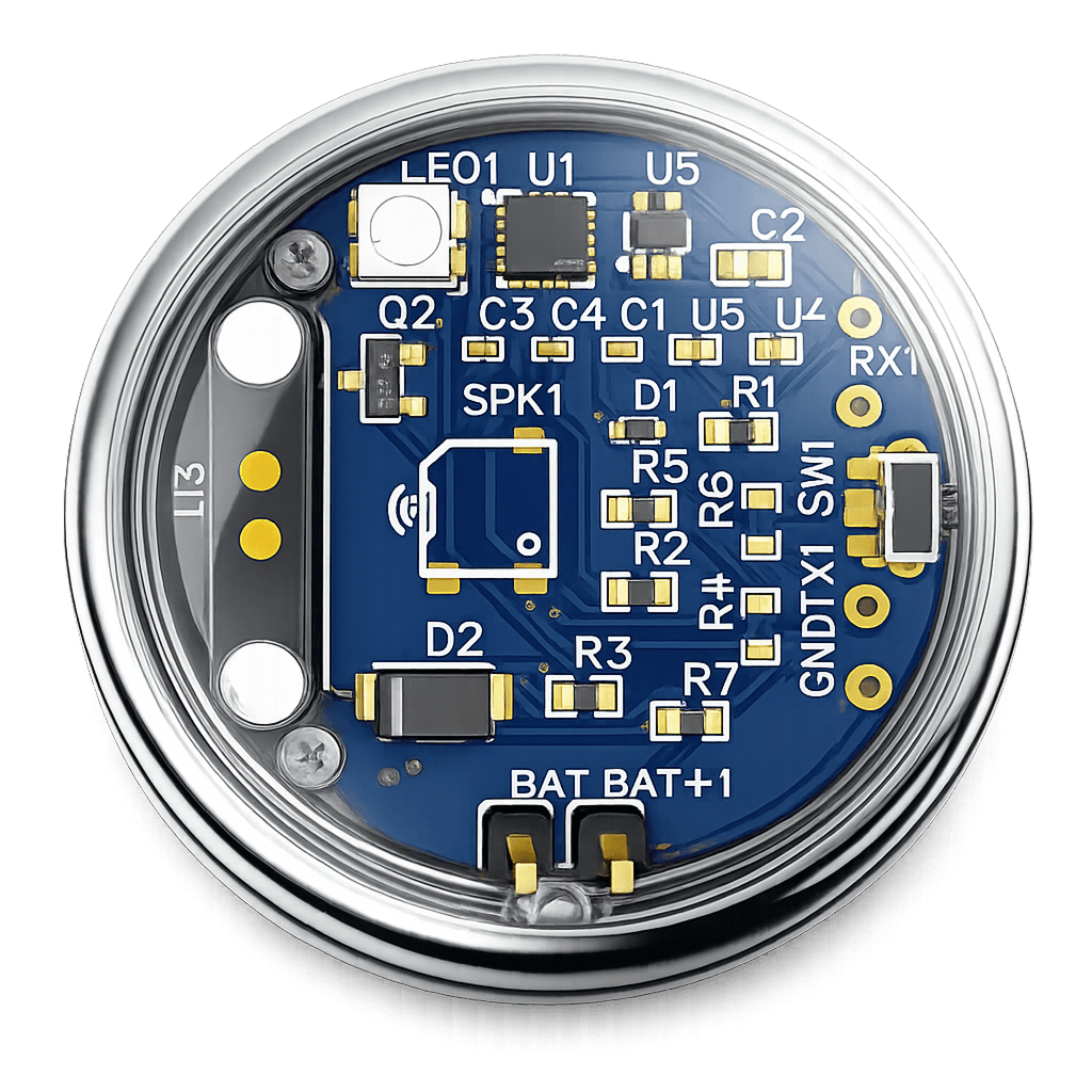 Concept render of the Glopaw solar-first smart collar board — in development, not a shipped product.